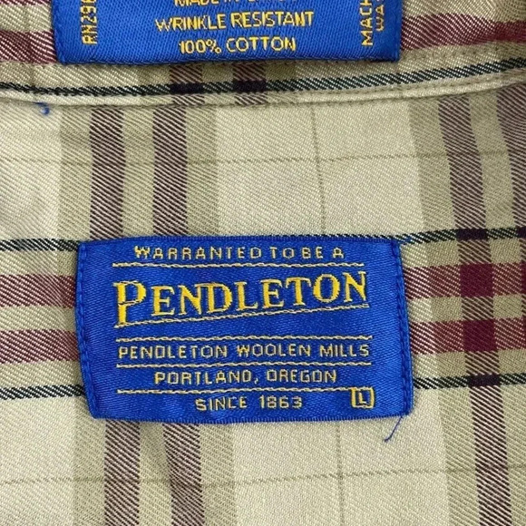 Pendleton wrinkle resistant Shirt Long Sleeve Button Down Mens L Plaid 3921 - Picture 3 of 8
